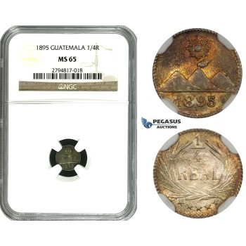 ZM636, Guatemala, 1/4 Real 1895, Silver, NGC MS65