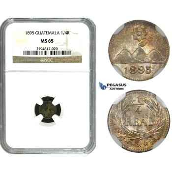 ZM637, Guatemala, 1/4 Real 1895, Silver, NGC MS65