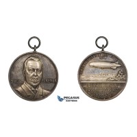 ZM654, Germany & United States, Silver Medal 1924 (Ø33.5mm, 15.6g) Hugo Eckener, Zeppelin