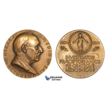 ZM671, Sweden, Bronze Medal 1927 (Ø56.7mm, 75g) by Lindberg, Medicine, Oskar Medin