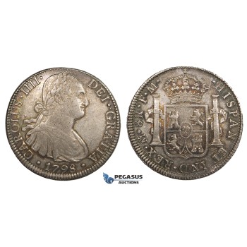 ZM684, Mexico, Charles IV, 8 Reales 1798 Mo FM, Mexico City, Silver, Toned XF