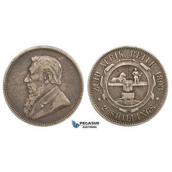 ZM690, South Africa (ZAR) 2 Shillings 1893, Silver, VF, Rare!