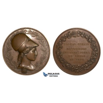 ZM694, Chile, Bronze Prize Medal 1875 (Ø68mm, 152g) by Dubois, Minerva, International Exhibition, Third Place