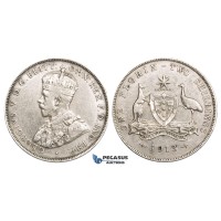 ZM728, Australia, George V, Florin - 2 Shillings 1913, London, Silver, Cleaned aVF