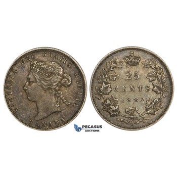 ZM734, Canada, Victoria, 25 Cents 1882-H, Heaton, Silver, Toned aXF