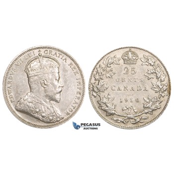 ZM735, Canada, Edward VII, 25 Cents 1910, Silver, AU (some marks)