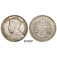 ZM753, New Zealand, George V, 1/2 Crown 1935, Silver, Toned XF