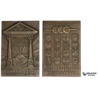 ZM771, Colombia, Bronze Plaque Medal 1946 (73x50mm, 123g) by Huguenin, Caribbean Games, Sports