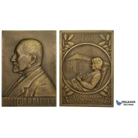 ZM779, France, Bronze Plaque Medal 1924 (50x70mm, 115g) by J. Martin, Doctor H. Barbier, Medicine