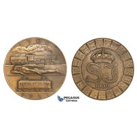 ZM791, Sweden, Art Deco Bronze Medal 1931 (Ø50mm, 46.5g) by Sporrong & Co., Train, Railroad