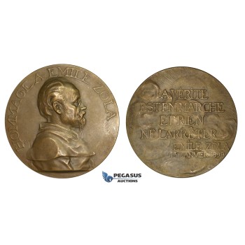 ZM878, France & Gremany, Bronze Medal 1898 (Ø59mm, 89.2g) by Alexande Charpentier, Emile Zola