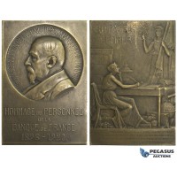 ZM880, France, Bronze Plaque Medal 1920 (65x44mm, 74.7g) by Abel Lafleur, National Bank, Georges Pallain