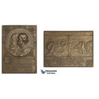 ZM885, Italy & United States, Bronze Plaque Medal 1905 (66x47mm, 82.6g) Christopher Columbus & Leonardo da Vinci