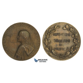 ZM890, Romania, Bronze Medal 1926 (Ø50mm, 59.2g) by Huguenin, Queen Maria, Red Cross Society
