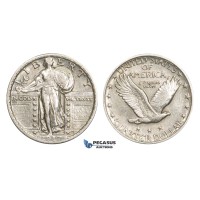 ZM914, United States, Standing Liberty Quarter (25C) 1917 (Type 2) Philadelphia, Silver, Cleaned VF-XF