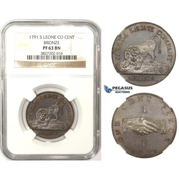 ZM93, Sierra Leone Company, 1 Cent 1791, Bronze, NGC PF63BN
