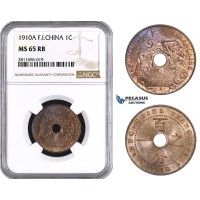 ZM936, French Indo-China, 1 Centime 1910-A, Paris, NGC MS65RB