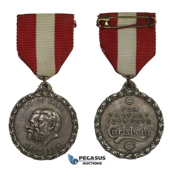 ZM956, Denmark, Silver Medal (c. 1900), (Ø34mm, 23.9g) Carlsberg Brewery, Carl Jacobsen, Rare!