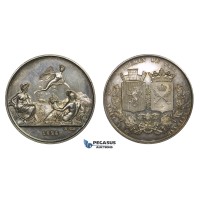 ZM959, France, Silver Medal 1826 (Ø36.5mm, 20.3g) by Tiolier, Lyon –St. Etienne, Railroad, Train, Nude Art