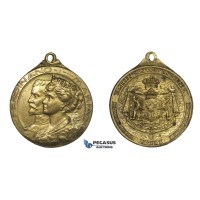 ZM967, Romania, Gilt Bronze Medal 1916 (Ø28mm, 8.3g) by Szirmai, King Ferdinand & Queen Maria