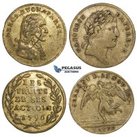 ZM97, France, Napoleon Bonaparte, Lot of 2x Bronze Token Medals 1796 & 1804