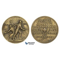ZM981, Switzerland & Italy, Bronze Medal 1932 (Ø45mm, 42.1g) Gotthard Tunnel, Train