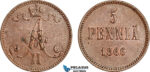 AJ207, Finland, Alexander II, 5 Pennia 1866, Helsinki Mint, EF-