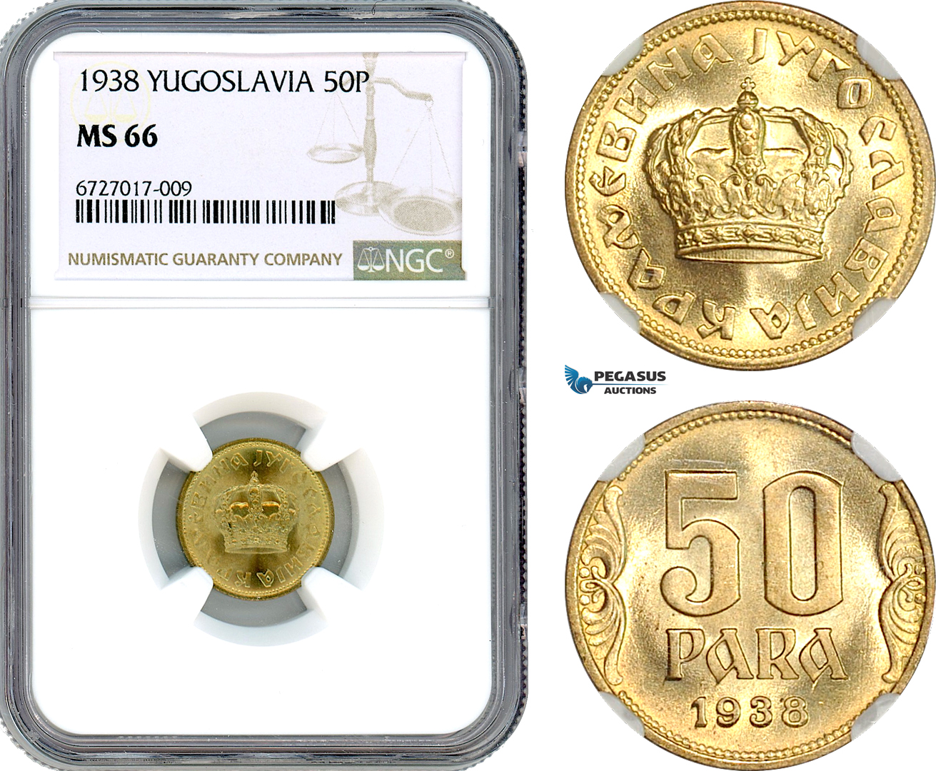 AJ250, Yugoslavia, Peter II, 50 Para 1938, NGC MS66