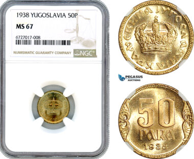AJ251, Yugoslavia, Peter II, 50 Para 1938, NGC MS67