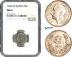 AJ288, Bulgaria, Boris III, 20 Leva 1940 A, Berlin Mint, NGC MS61