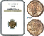 AJ321, Danish West Indies, Christian VIII, 10 Skilling 1845, Silver, NGC MS62
