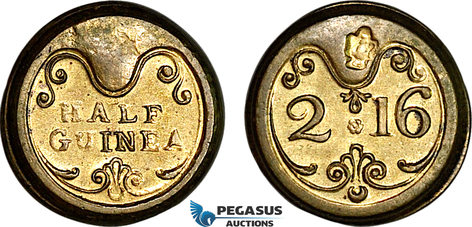 AJ360, Great Britain & Ireland, Monetary Weight for 1/2 Guinea, Cf. W1677G (4.13g) UNC