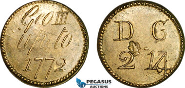 AJ365, Great Britain & Ireland, George III, Monetary Weight for 1/2 Guinea, Cf. W2001H (4.03g) EF-UNC