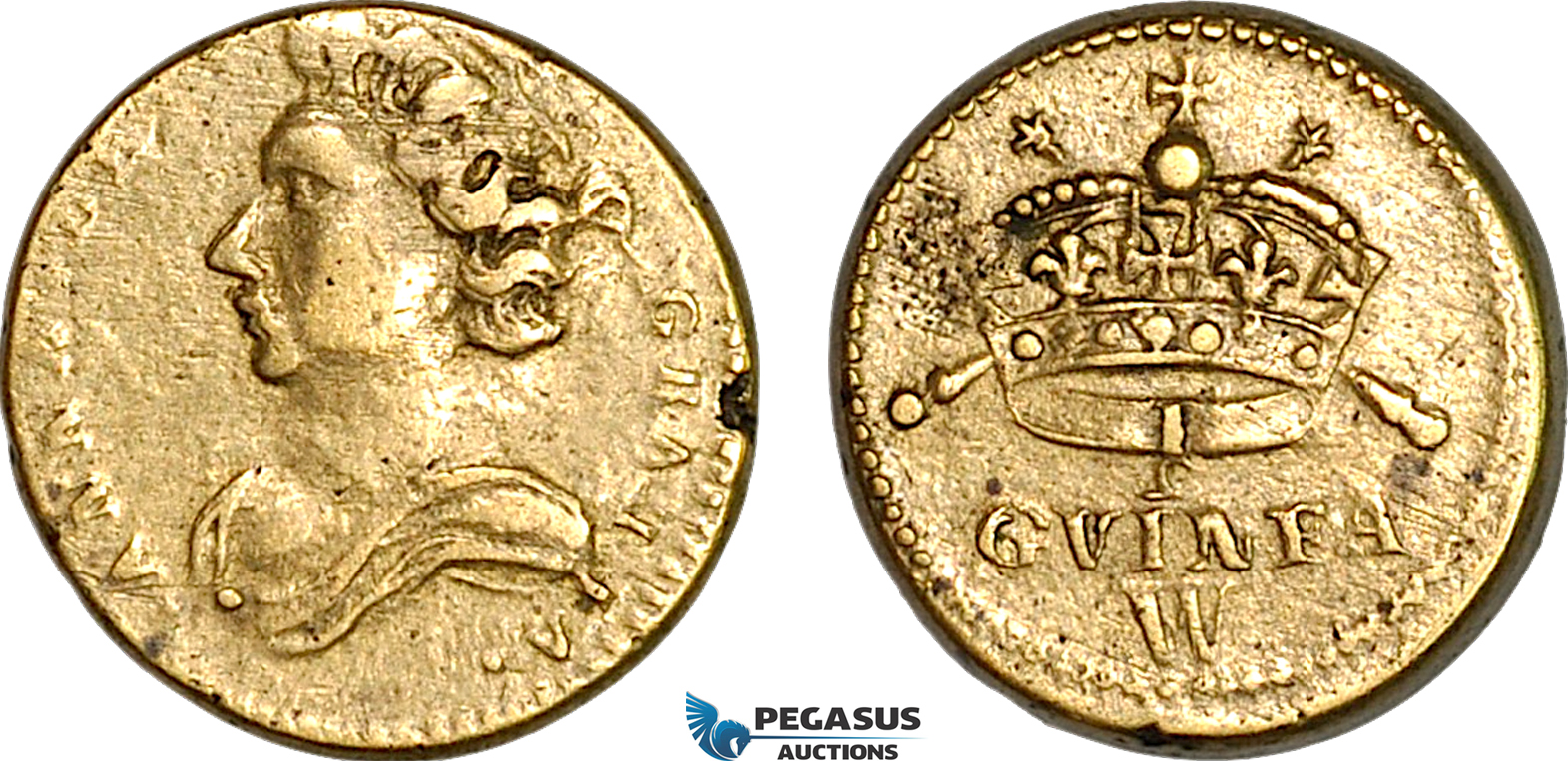 AJ366, Great Britain & Ireland, Anna, Monetary Weight for 1/2 Guinea, Cf. W1404 (4.15g) VF-EF