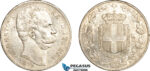 AJ382, Italy, Umberto I, 5 Lire 1879 R, Rome Mint, Silver, Cleaned EF-AU