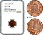 AJ479, Latvia, 1 Santims 1939, Riga Mint, NGC MS63RB