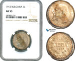 AJ498, Bulgaria, Ferdinand I, 2 Leva 1912, Kremnitz Mint, Silver, NGC AU55
