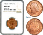 AJ527, India (British) Edward VII, 1/4 Anna 1905 C, Calcutta Mint, NGC MS63RB