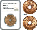AJ572, British West Africa, George VI, 1 Penny 1952 H, Heaton Mint, NGC MS64RB