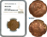 AJ573, Canada, George V, 1 Cent 1919, Ottawa Mint, NGC MS63BN