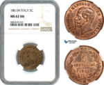 AJ597, Italy, Vitt. Emanuele II, 5 Centesimi 1861 M, Milan Mint, NGC MS62BN