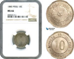 AJ620, Peru, 10 Centavos 1880, Lima Mint, NGC MS66