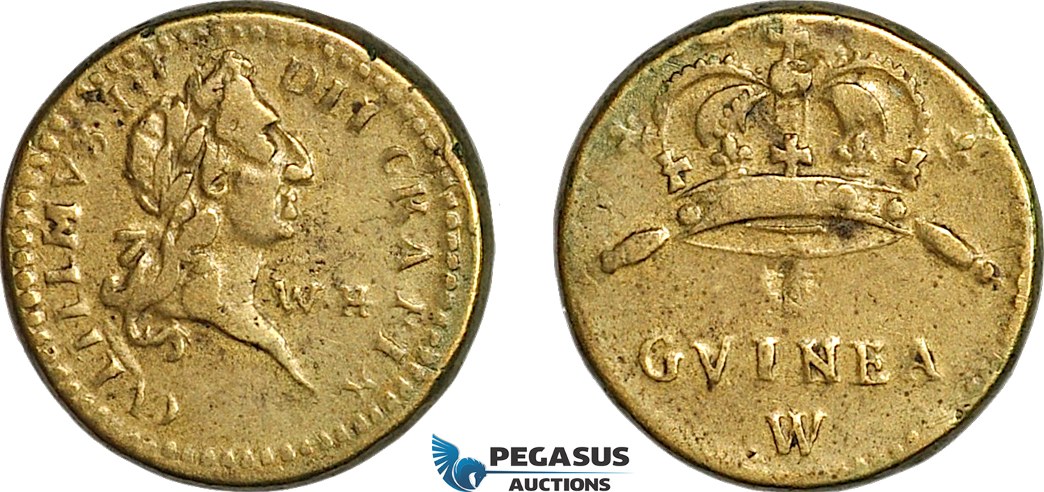 AJ639, England & Netherlands, William III, Monetary Weight for 1 Guinea, Cf. W1163 (8.23g), VF+