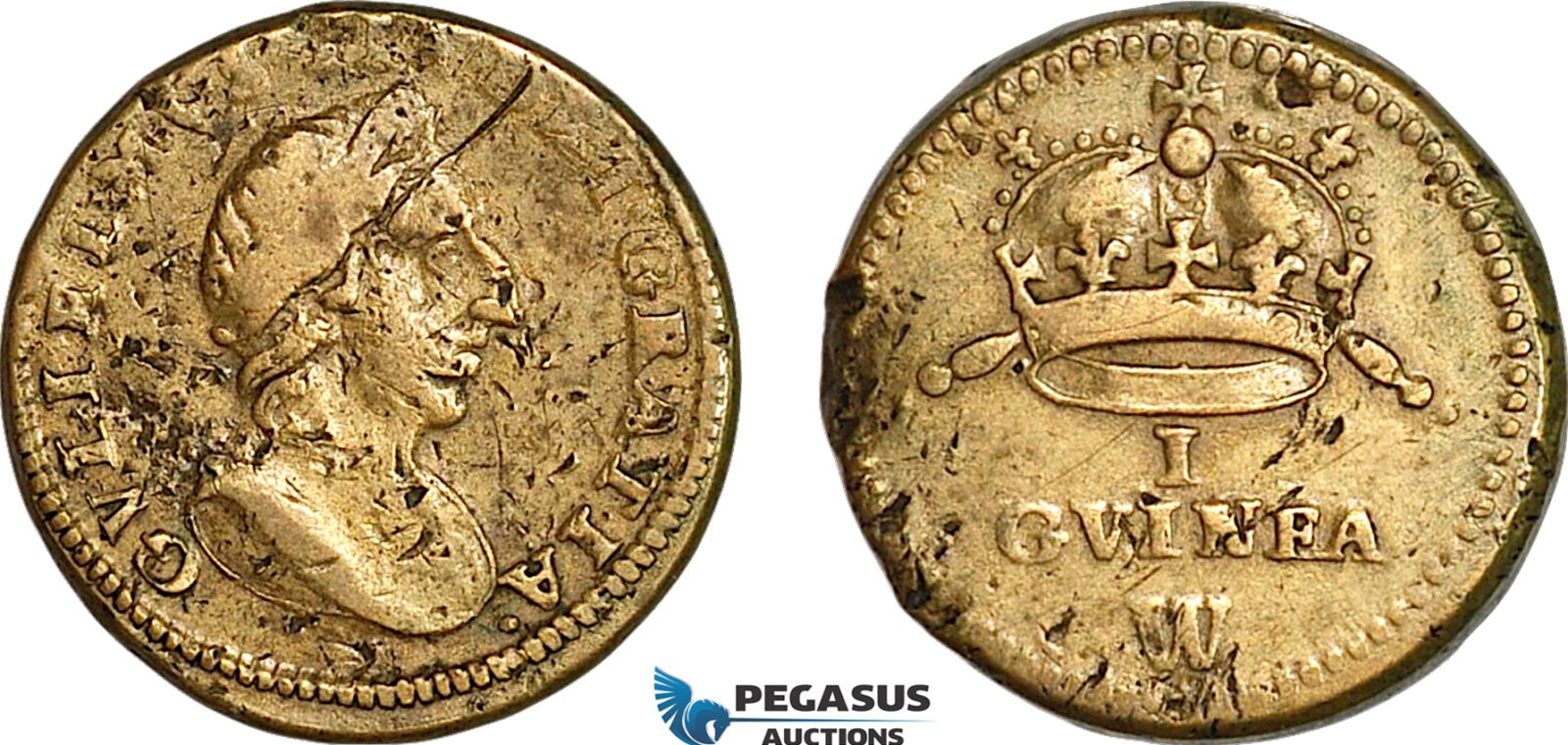 Aj642, England & Netherlands, William III, Monetary Weight for 1 Guinea, Cf. W1200 (8.33g), VF-