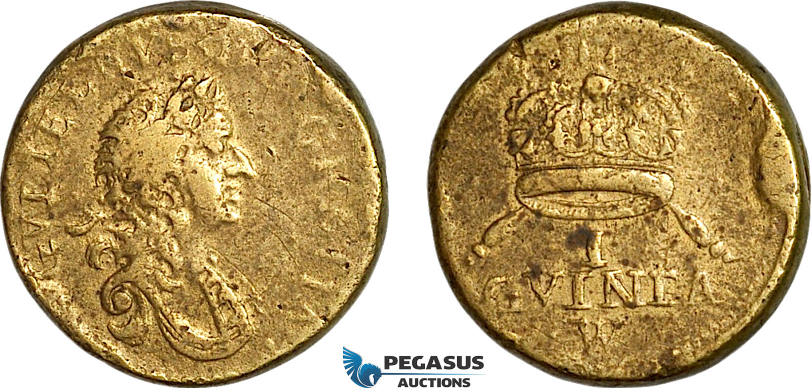 AJ649, England & Netherlands, William III, Monetary Weight for 1 Guinea, Cf. W1212 (8.19g), VF