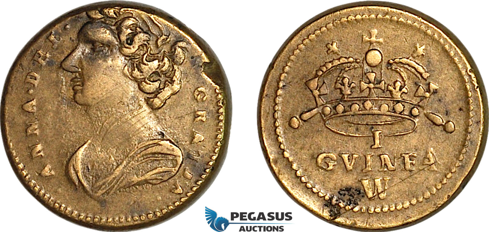 AJ651, Great Britain & Ireland, Anna, Monetary Weight for 1 Guinea, Cf. W1400 (8.29g), EF, Rare!