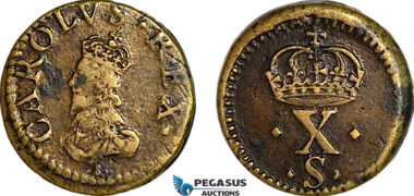 AJ659, England & Ireland, Charles I, Monetary Weight for 1/2 Unite (4.45g), EF-