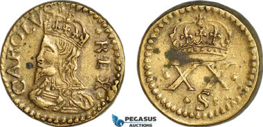 AJ661, England & Ireland, Charles I, Monetary Weight for 1 Unite (9.08g), Spots, VF-EF