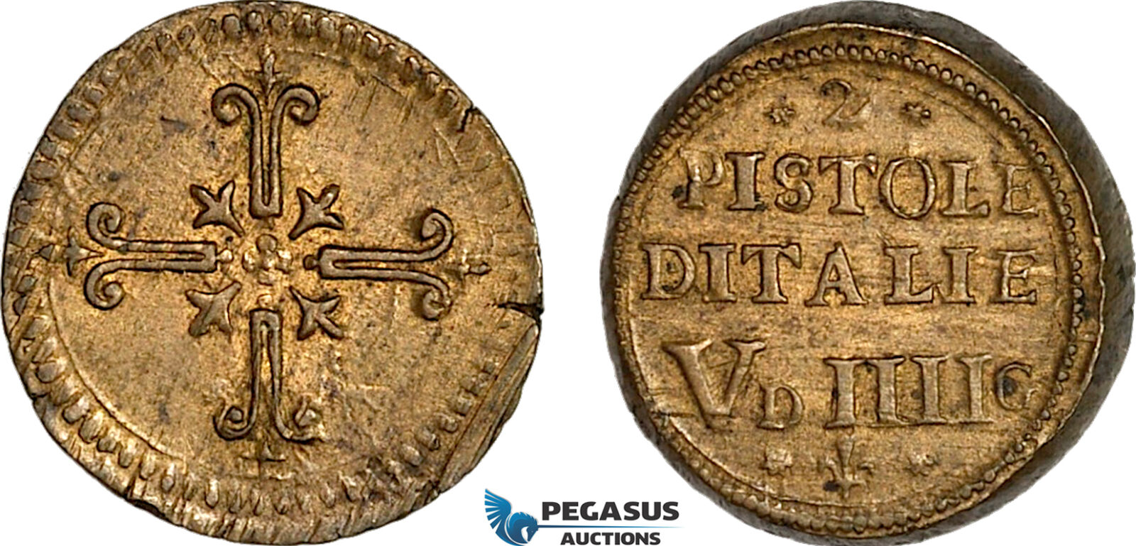 AJ670, Italy & France, Monetary Weight for 2 Pistole (6.62g), EF+