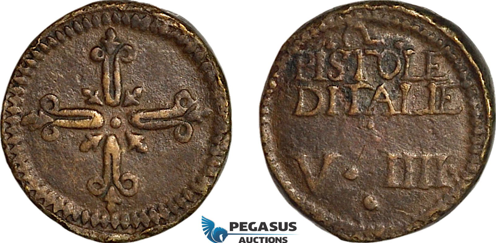 AJ673, France & Italy, Monetary Weight for 2 Pistole (6.36g), VF